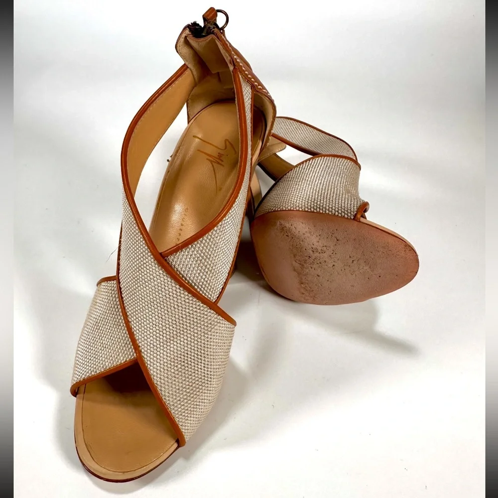 Giuseppe Zanotti Canvas and Leather Heel Sandals - Picture 10 of 14